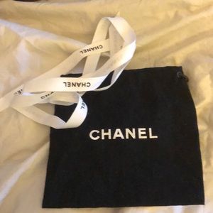 Chanel small square pouch 6x6 with ribbon